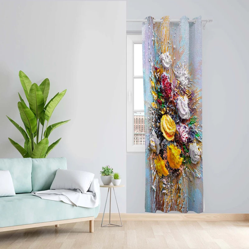 پرده طرح نقاشی مدل مخمل پانچی کد 5601L z سایز 140x200 سانتی متر