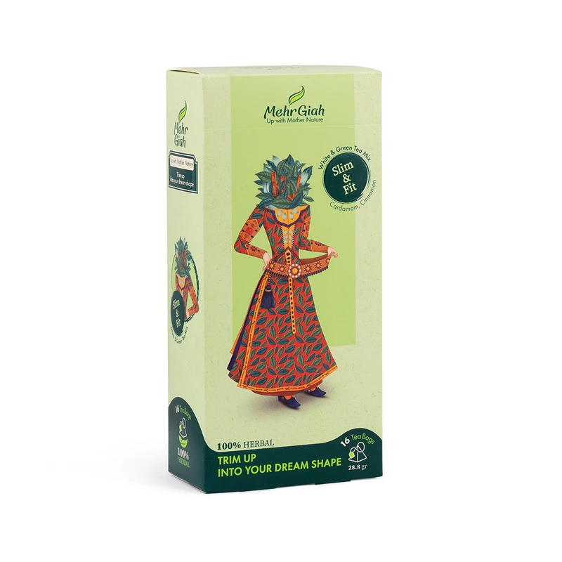 دمنوش تناسب مخلوط چای سبز و سفید مهرگیاه بسته 16 عددی