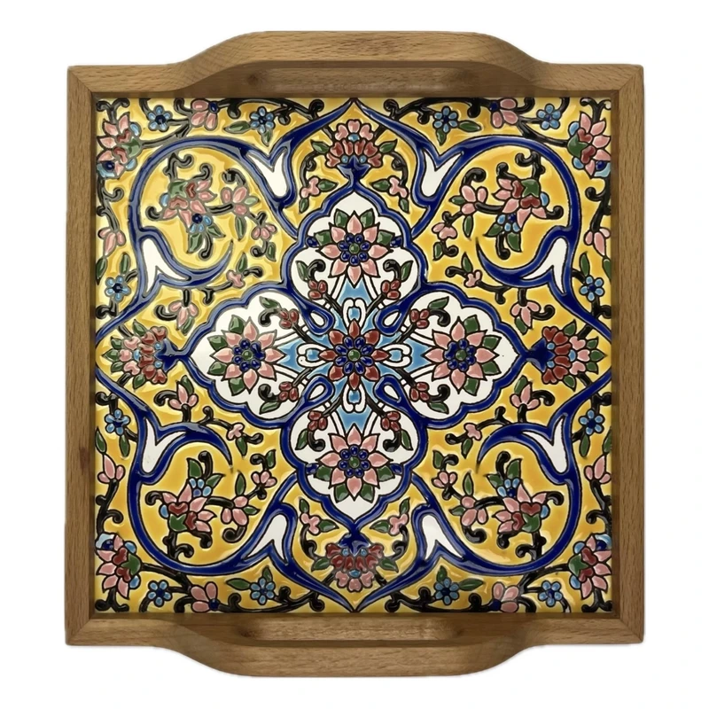 سینی کاشی کاری مدل چهارپر