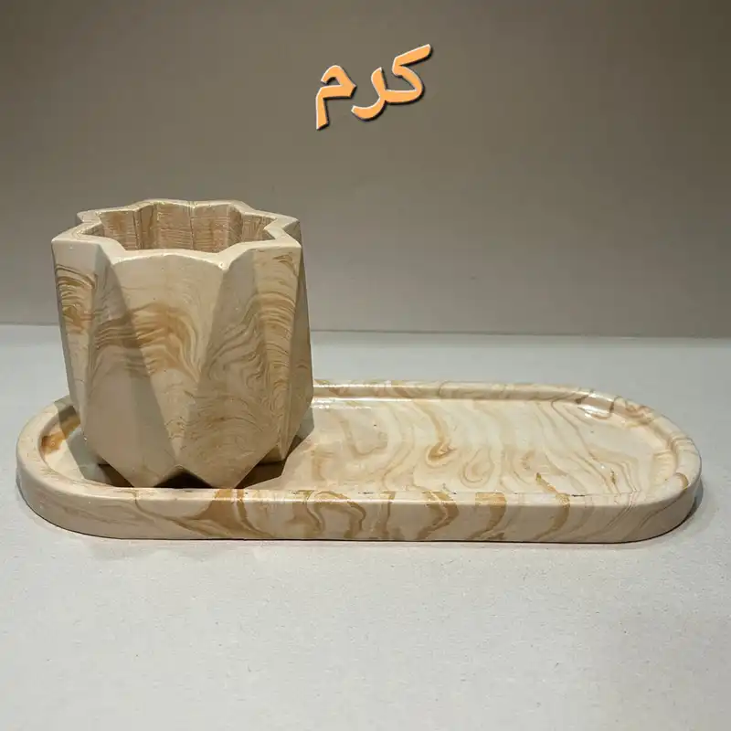 گلدان سنگی مدل ستاره ابرو بادی به همراه زیر گلدانی