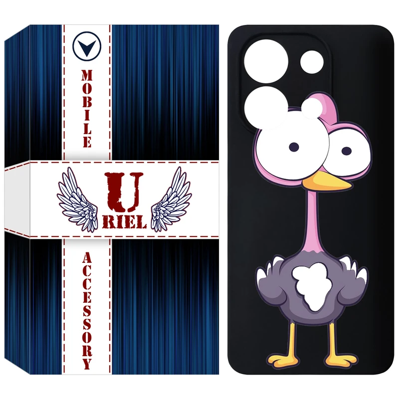 کاور یوریل قاب مدل KSH کد 43 طرح شترمرغ مناسب برای گوشی موبایل شیائومی Redmi Note 13 4G