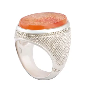 انگشتر نقره مردانه بازرگانی میلادی مدل رکاب دست ساز استاد سبحان قاسمی خطاطی کد AM_2748