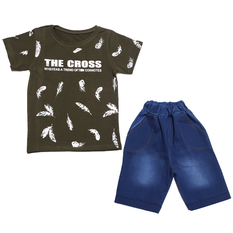 ست تی شرت و شلوارک پسرانه مدل cross کد 1134