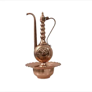 ست آفتابه و لگن قلمزنی مسی مدل پرستو