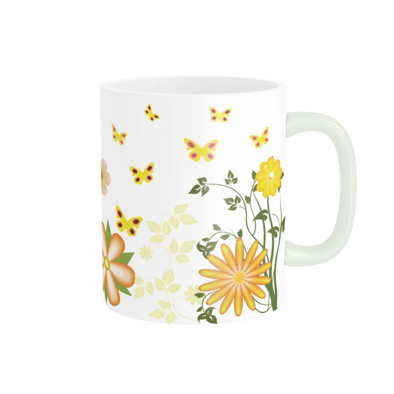 ماگ پاد آفرین مدل گل و پروانه کد DKC148