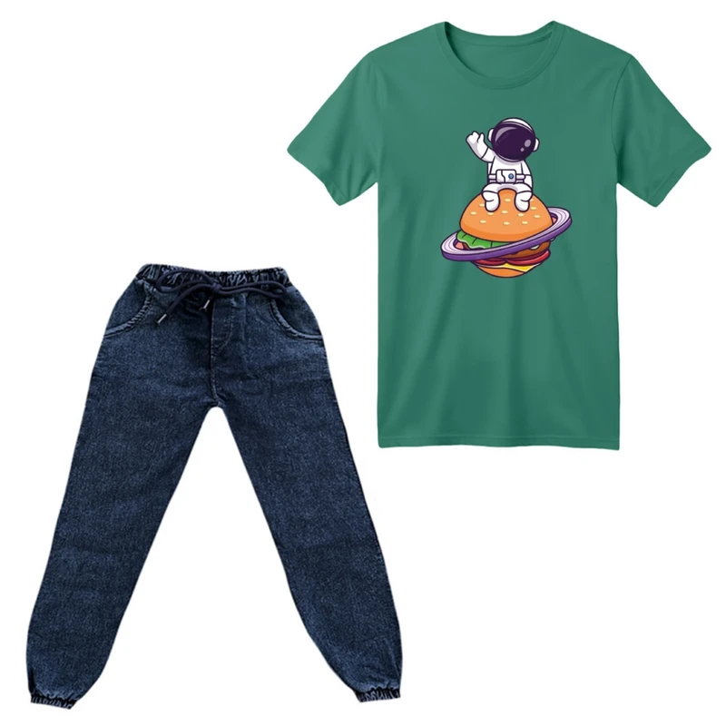 ست تی‌شرت آستین کوتاه و شلوار پسرانه مدل فضانورد کد ۷ 