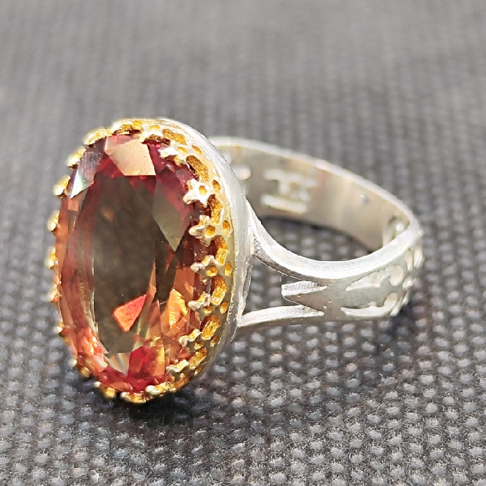 انگشتر نقره مردانه مدل سنگ الکساندریت کد 421