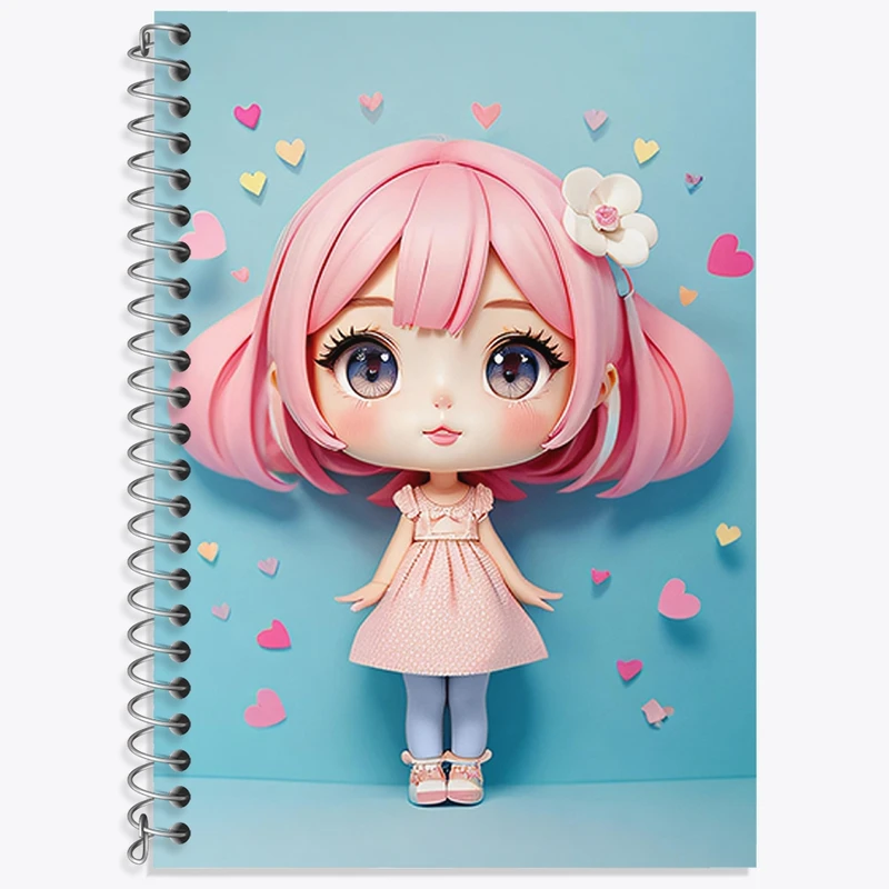 دفتر زبان 50 برگ خندالو مدل دو خط طرح دخترانه (Girlish) کد 36862