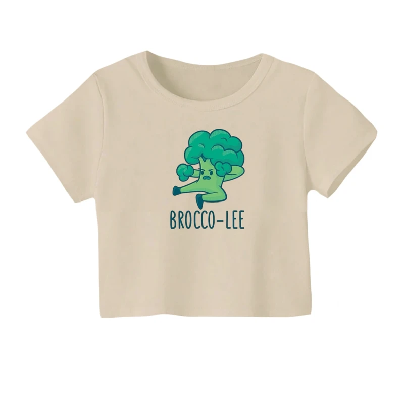 کراپ‌ تی‌شرت آستین کوتاه زنانه مدل کلم بروکلی