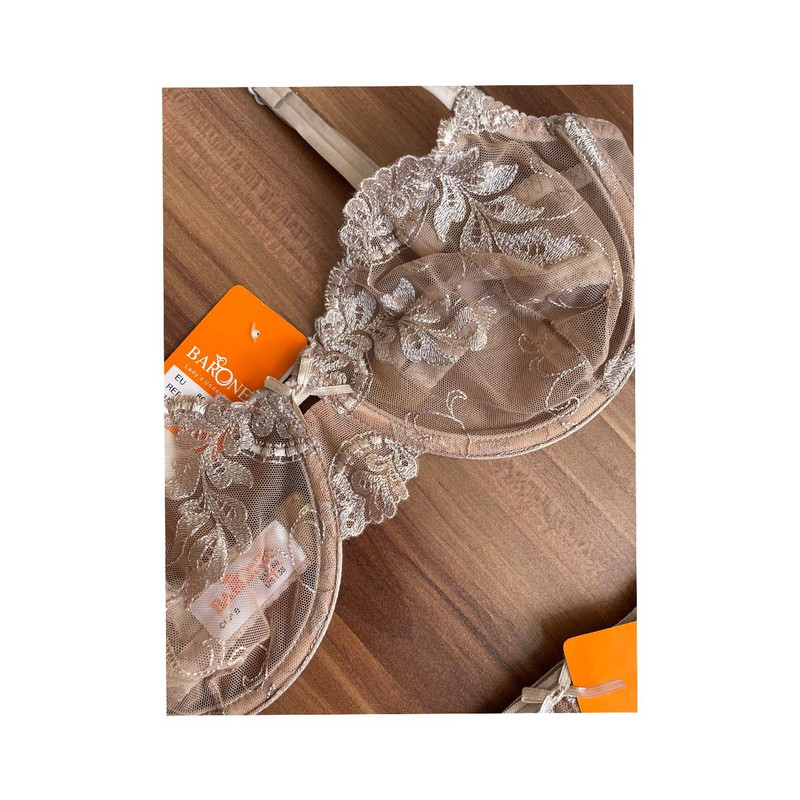 ست شورت و سوتین زنانه بارون مدل فانتزی تور و گیپور فنردار کد 005-335