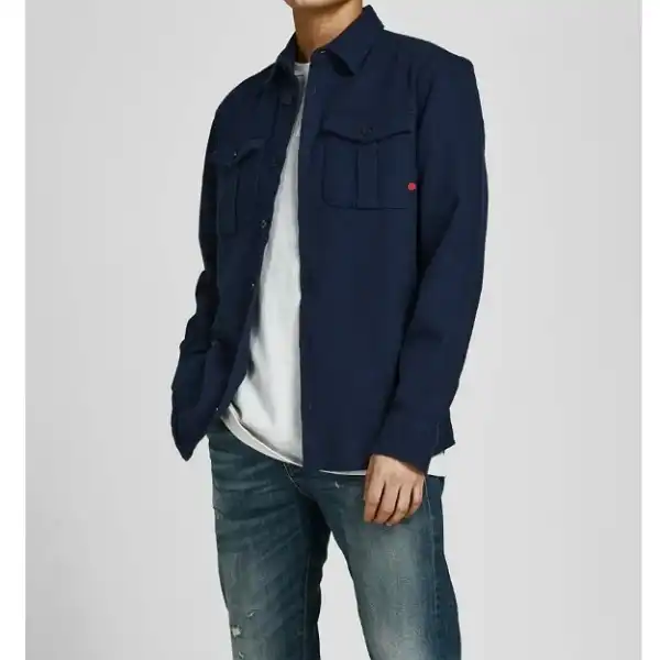 پیراهن اورشرت آستین بلند مردانه جک اند جونز مدل NAVY-12201405