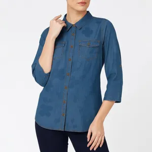 شومیز آستین سه ربع یقه برگردان زنانه مدل 1109