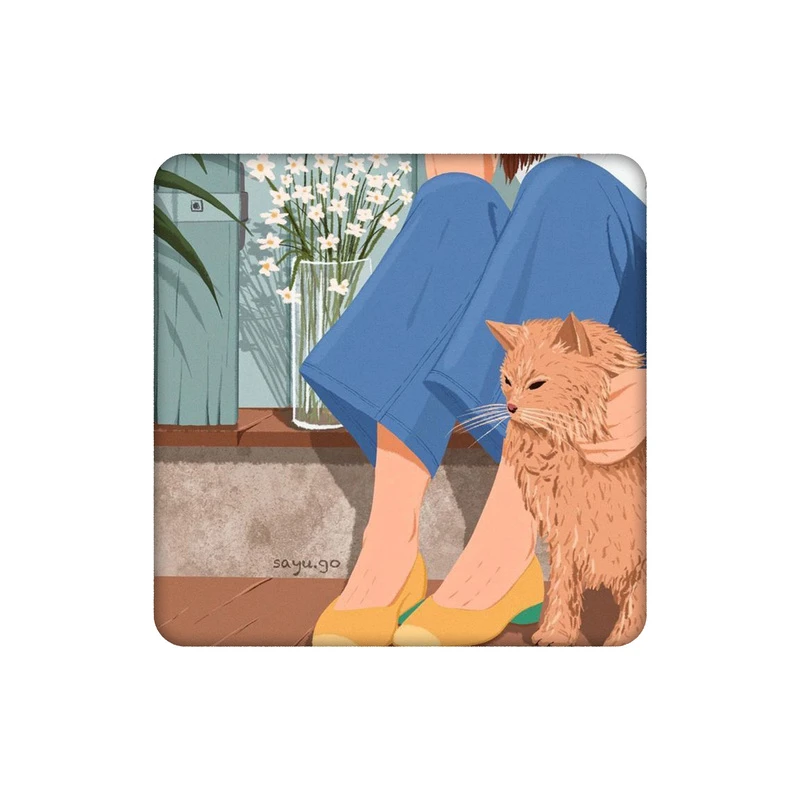 زیرلیوانی طرح پله خانه و گل های سفید کد 8901069