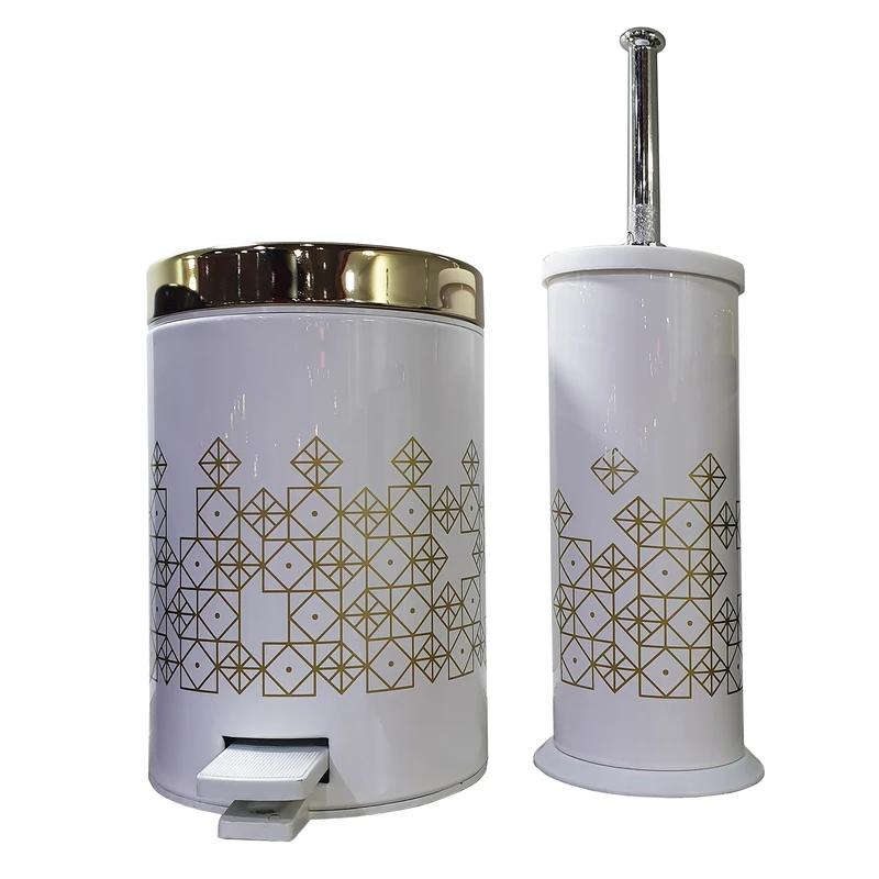 ست سطل زباله و فرچه توالت بهاز کالا مدل روبیک کد3-DRTALA