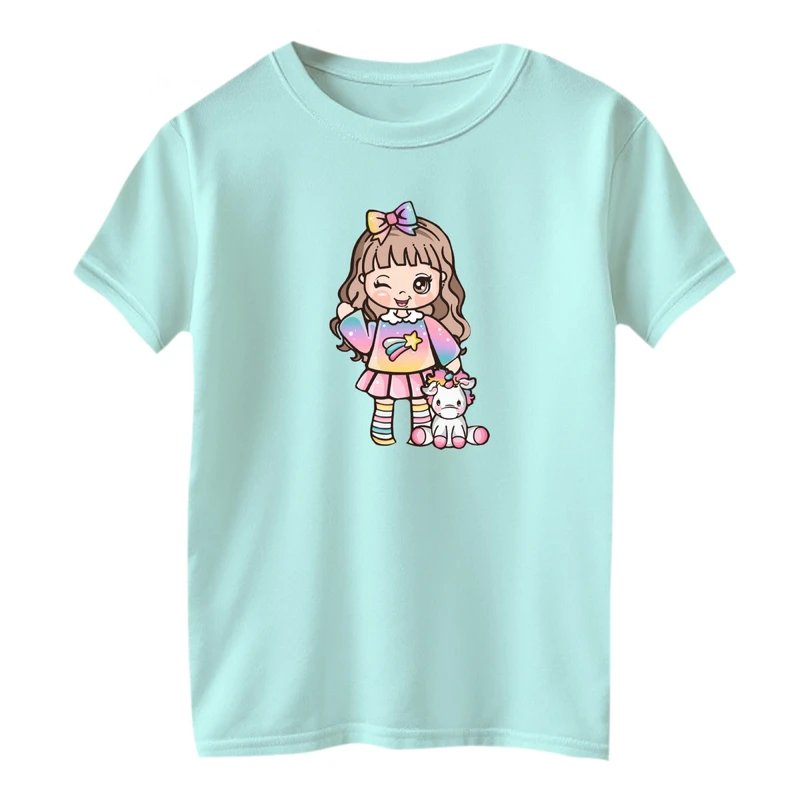 تی شرت آستین کوتاه بچگانه مدل یونیکورن کد ۸ رنگ آبی روشن