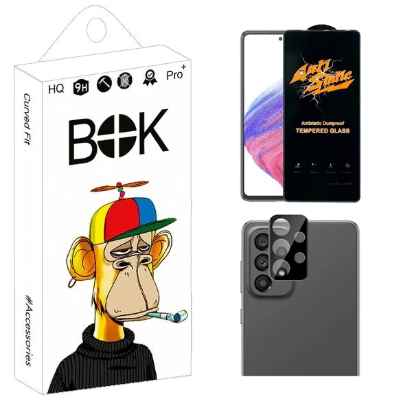 محافظ صفحه نمایش بوک مدل Transparent Antistatic مناسب برای گوشی موبایل سامسونگ Galaxy A53 به همراه محافظ لنز دوربین