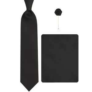 ست کراوات و دستمال جیب و گل کت مردانه جیان فرانکو روسی مدل GF-SO662RE-BK