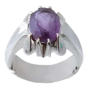 انگشتر نقره مردانه بازرگانی میلادی مدل سنگ آمیتیست رکاب دستساز کد AM_978