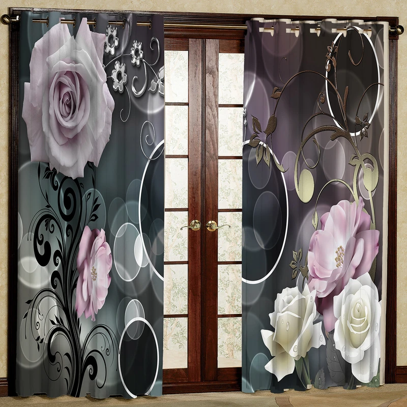 پرده مدل گل دار مخمل پانچی کد 1393 سایز 140x280 سانتی متر