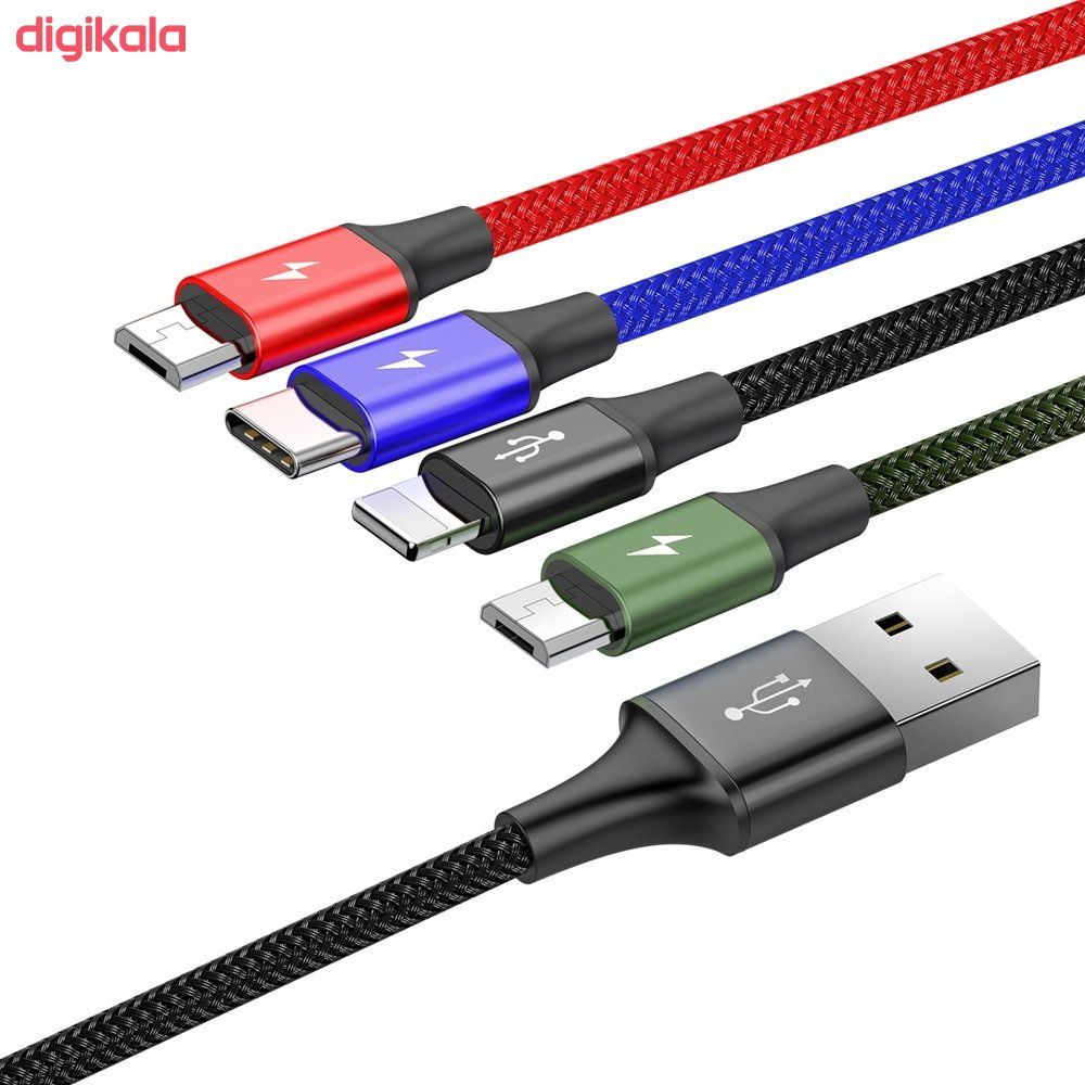 کابل تبدیل USB به لایتنینگ/ microUSB/ USB-C باسئوس مدل CA1T4-C01 طول 1.2 متر main 1 1