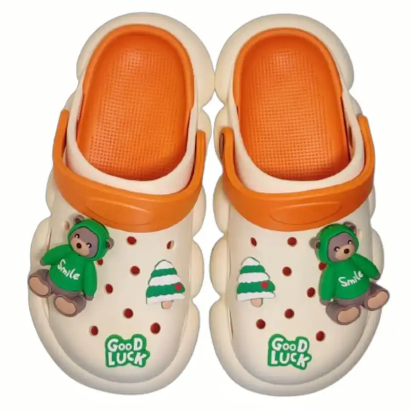 دمپایی زنانه مدل کراکس عروسک دار طرح خرسی