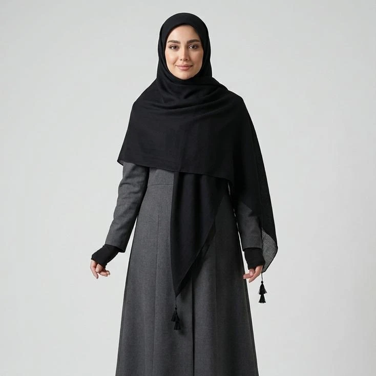 روسری زنانه مدل نخی خنک طرح ساده منگوله دار کد ana-4096