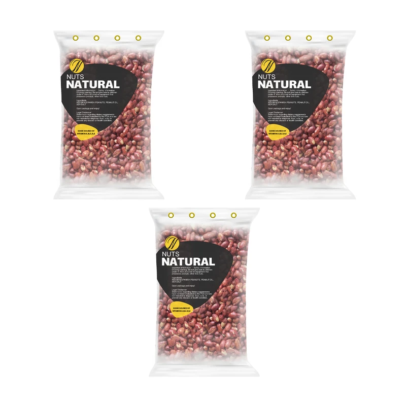 بادام زمینی برشته نمکی نچرال - 500 گرم بسته 3 عددی