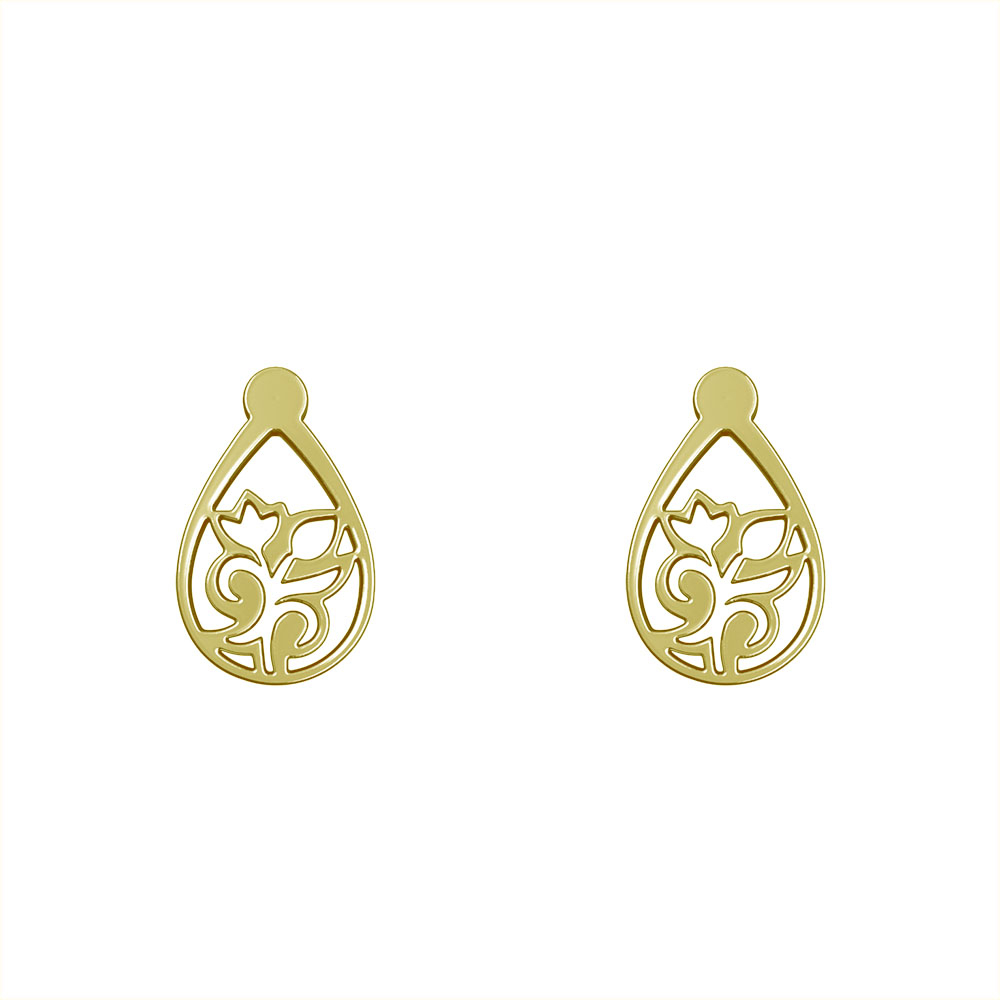 گوشواره طلا 18 عیار زنانه مدوپد مدل گل کد GA1-10577