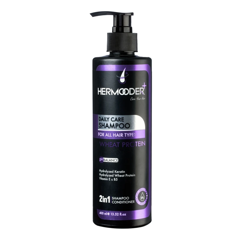 شامپو مو هرمودر مدل Wheat Protein مناسب برای انواع مو حجم 400 میلی لیتر