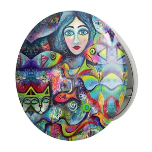 آینه جیبی خندالو طرح نقاشی انتزاعی مدل تاشو کد 5311 