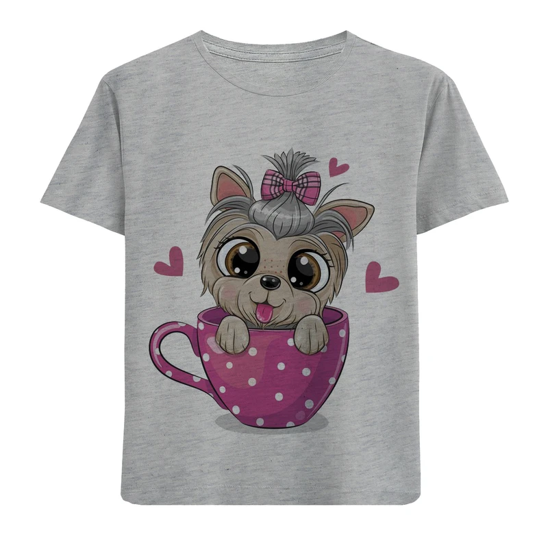 تی شرت دخترانه مدل سگ و فنجان M35