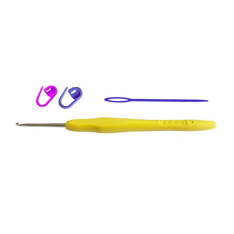 قلاب بافتنی مدل ZHL-S-2.0mm به همراه سنجاق نشانه گذار بافتنی و سوزن دوخت کاموا مجموعه 4 عددی