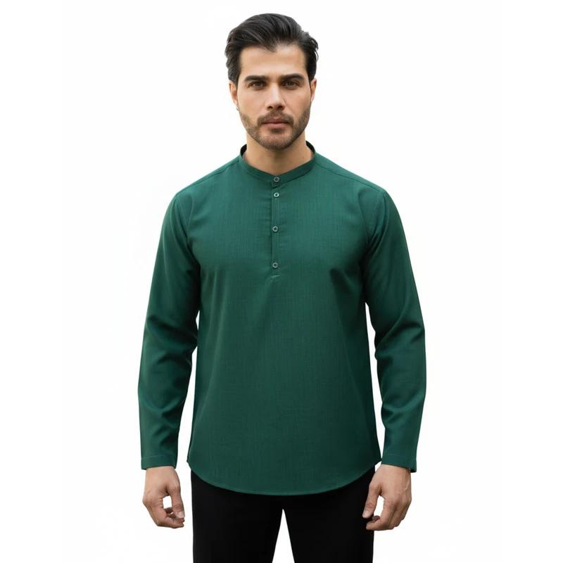 پیراهن آستین بلند یقه دیپلمات مردانه مدل آریا کد ۷۰۱