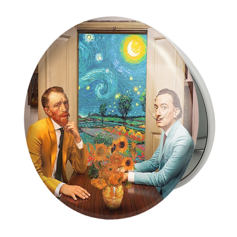 آینه جیبی خندالو طرح ونگوگ و دالی مدل تاشو کد 23370 