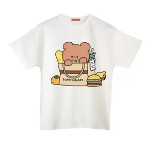 تی شرت آستین کوتاه زنانه مدل خرس فانتزی رنگ سفید