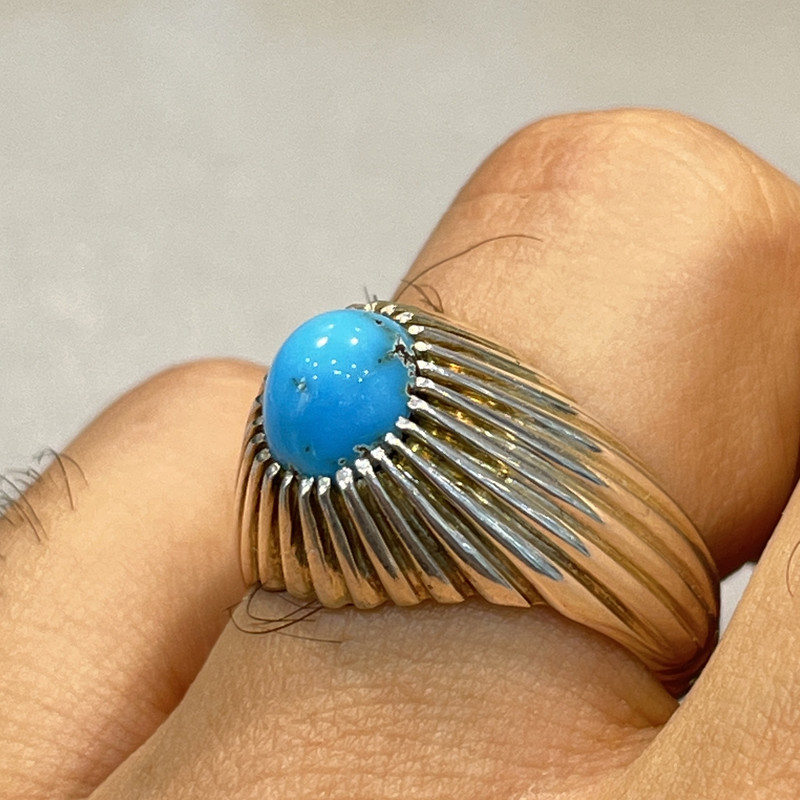 انگشتر نقره مردانه مدل تمام چنگ فیروزه نیشابوری عجمی 993-1