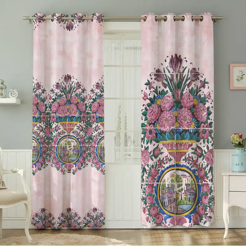 پرده نیروانا طرح سنتی مدل مخمل کد 4903 سایز 140×280 سانتی متر