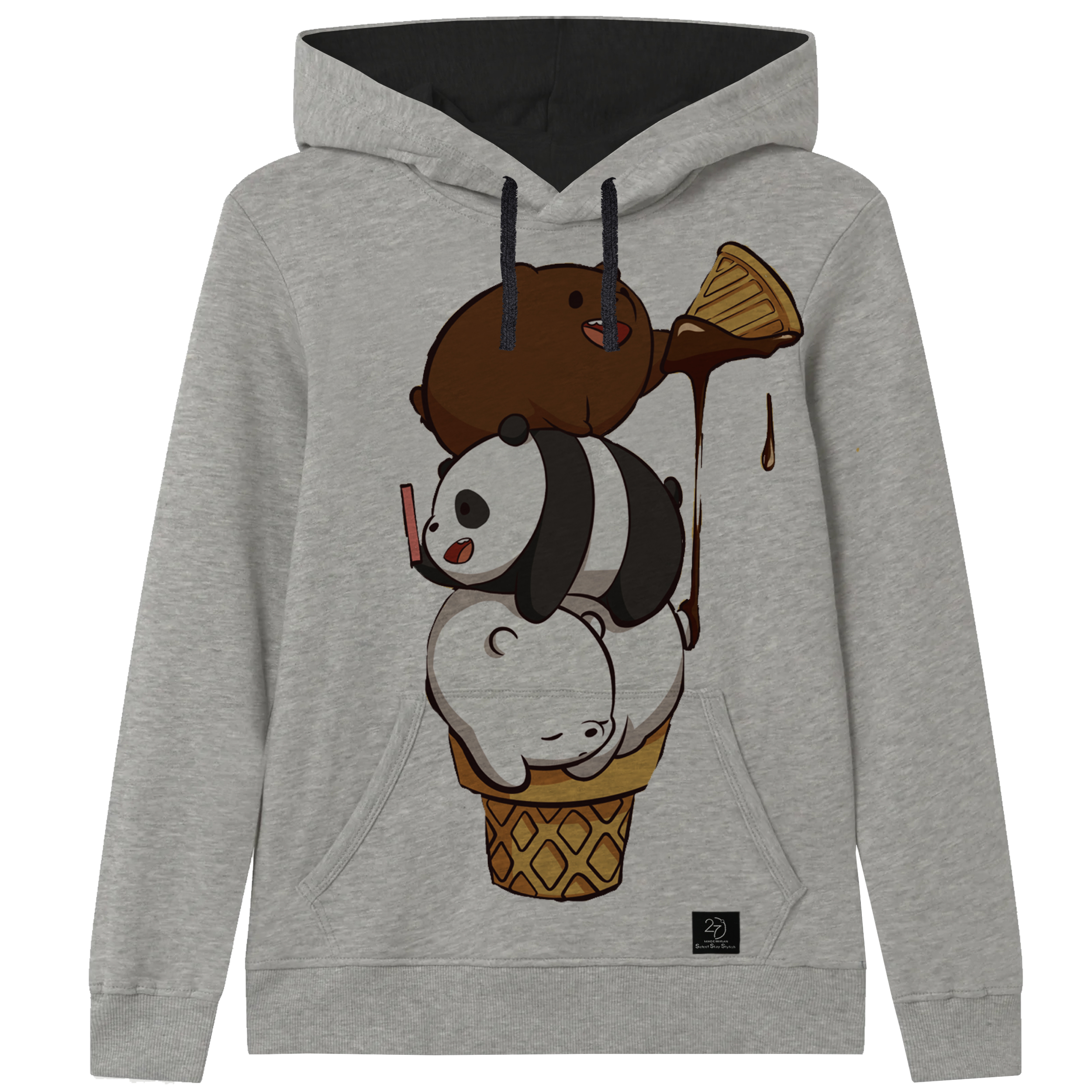 هودی دخترانه 27 مدل خرس ها کد J31 رنگ طوسی