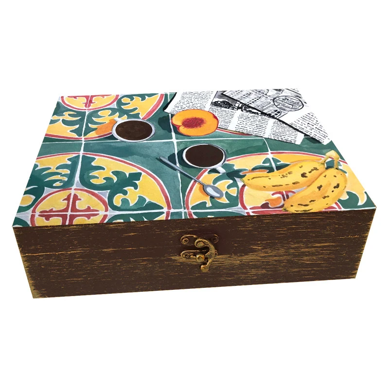 جعبه هدیه دست‌ساز مدل چوبی طرح هنری کد WS339