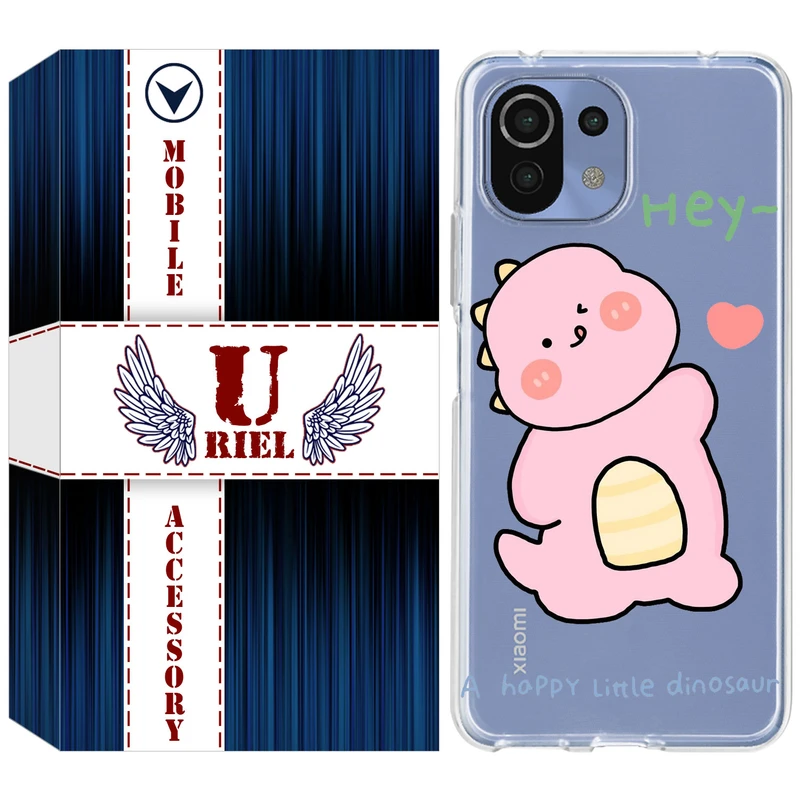 کاور یوریل مدل Clear کد 26 طرح دایناسور صورتی مناسب برای گوشی موبایل شیائومی Mi 11 Lite / 11 Lite 5G NE