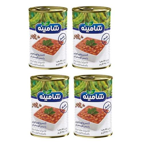 کنسرو لوبیا چیتی با سس گوجه فرنگی شامینه - 350 گرم بسته 4عددی