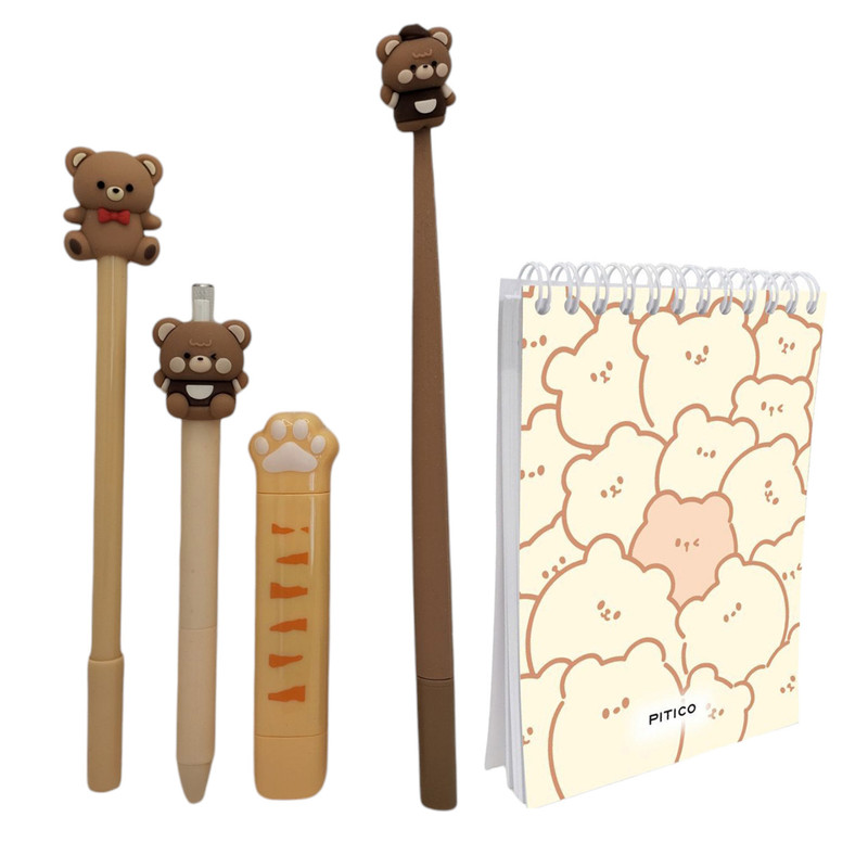 بسته لوازم تحریر مدل خرس کد 010 مجموعه 5 عددی