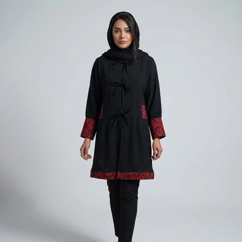 مانتو زنانه مدل عروسکی کیمانو تافته کد tm-2774