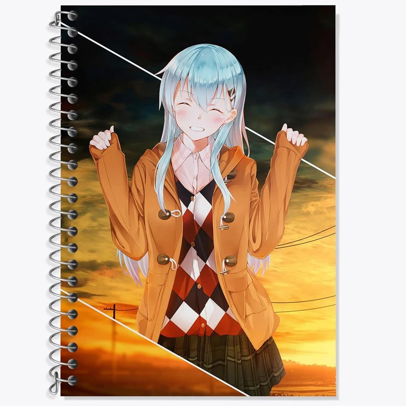 دفتر زبان 50 برگ خندالو مدل سه خط طرح دختر انیمه ای کد 18038