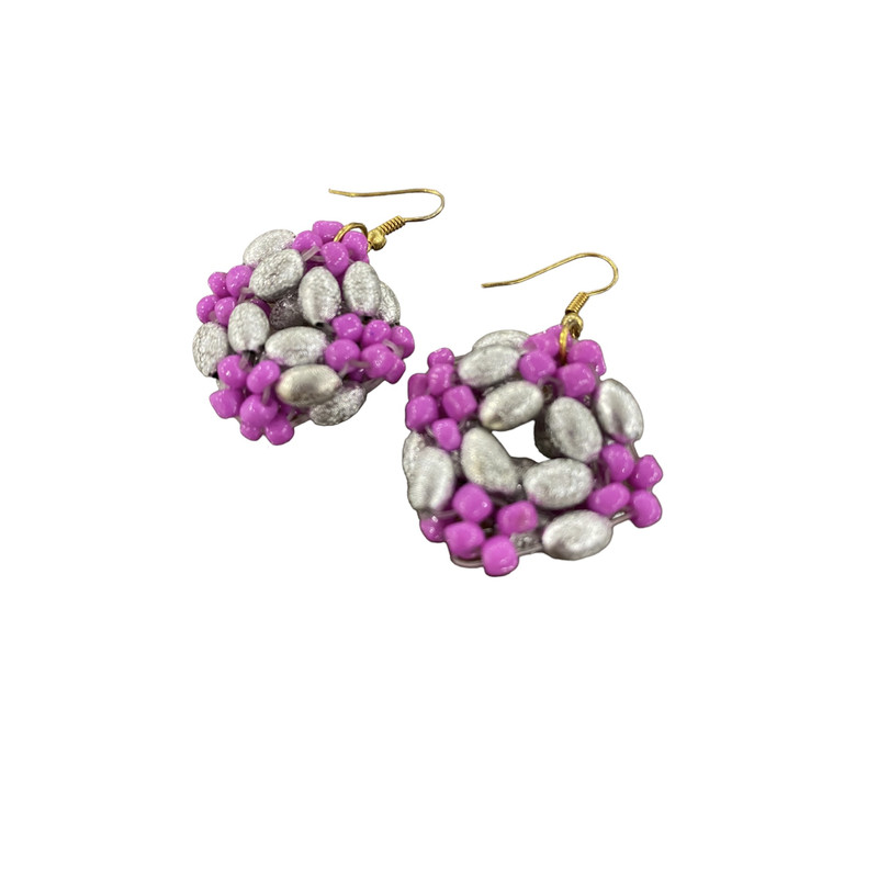 گوشواره دخترانه مدل منجوقی طرح گل