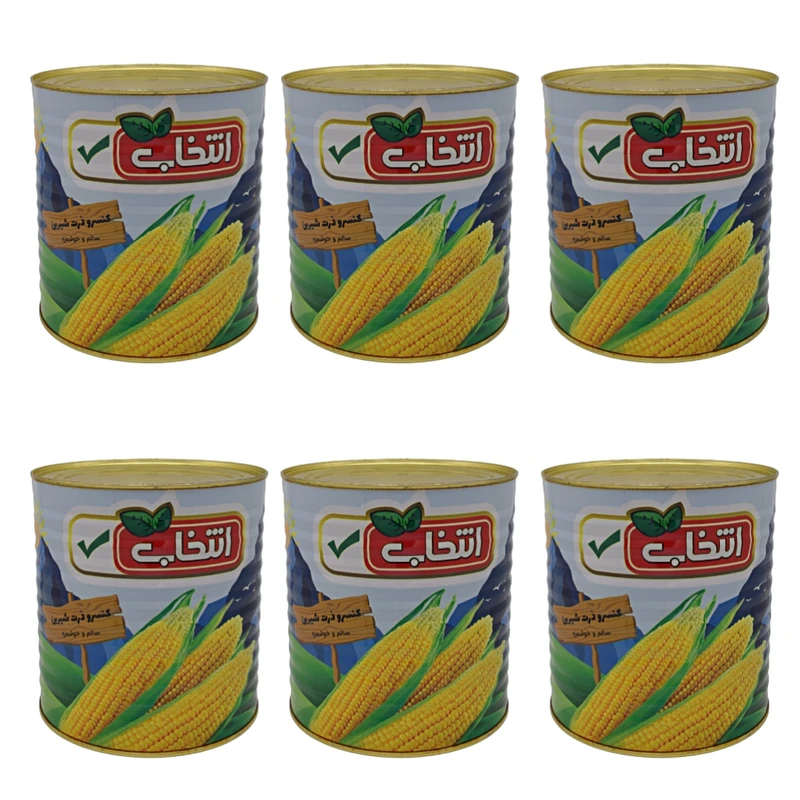 کنسرو ذرت شیرین انتخاب - 2700 گرم بسته 6 عددی