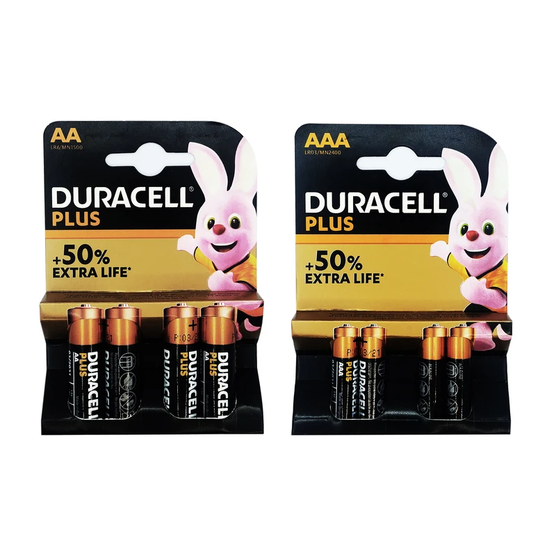 باتری قلمی و نیم قلمی دوراسل مدل PLUS-8 بسته 8 عددی