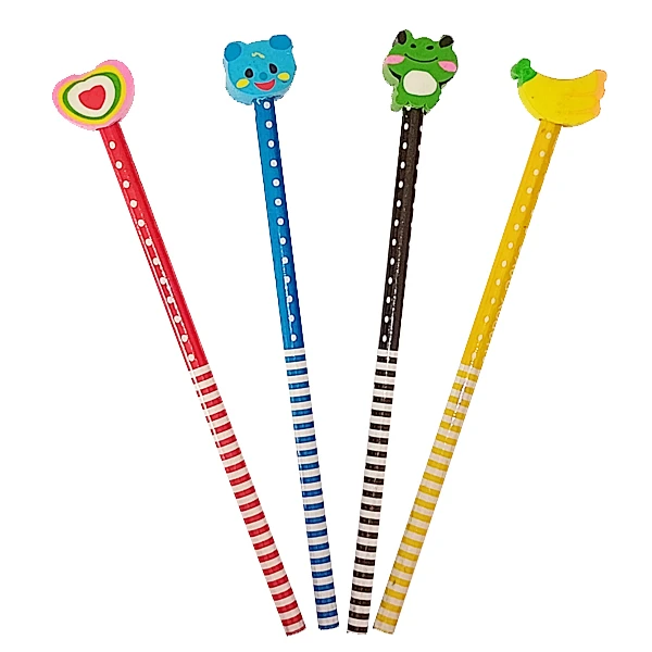 مداد مشکی مدل فانتزی سرمدادی پاک کنی طرح حیوانات بسته 4 عددی