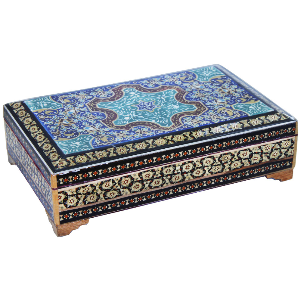 جعبه جواهرات خاتم کاری مدل 1422 طرح تذهیب کد 709756