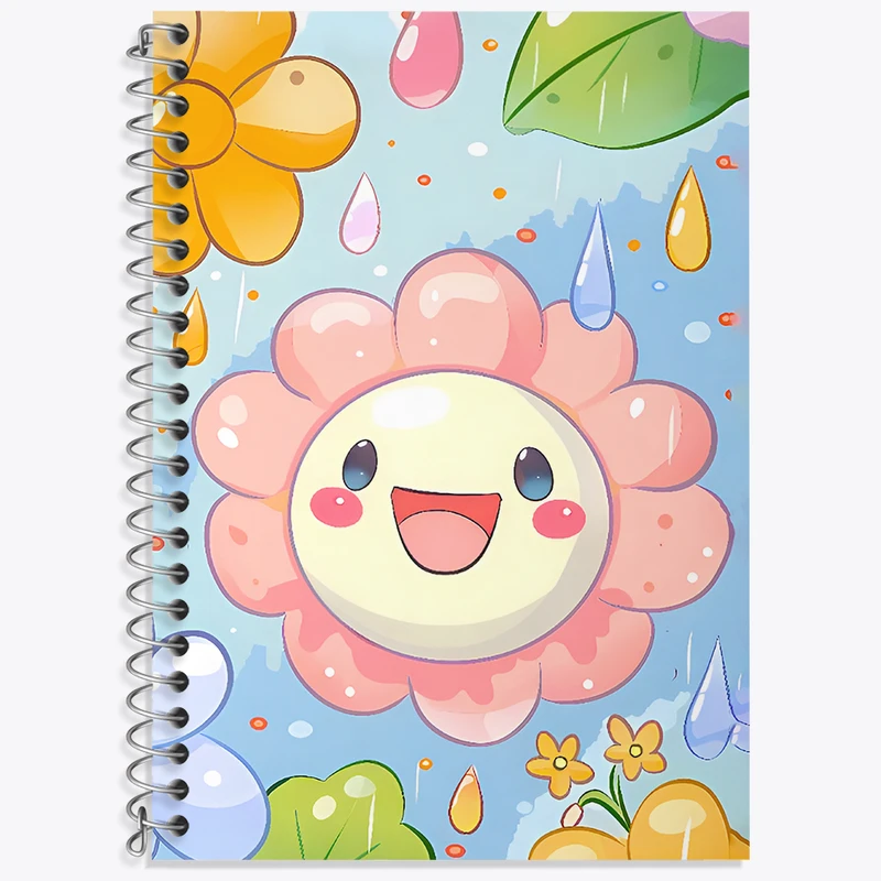 دفتر زبان 50 برگ خندالو مدل دو خط طرح گل کیوت کد N4786